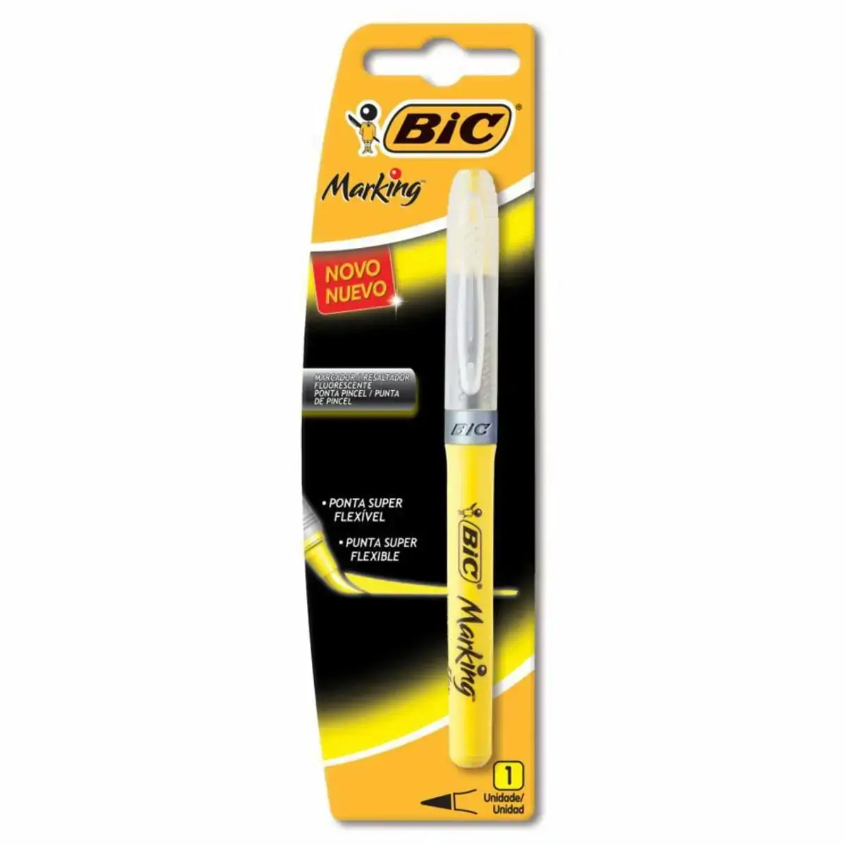 Marcador De Texto Bic C/1 Ponta Flexivel Amarelo