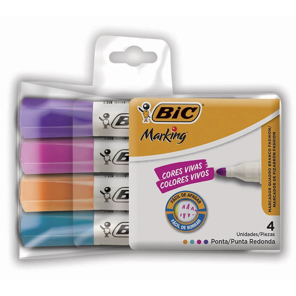 Pincel Quadro Branco 2,0mm 4 Cores 930094 Bic Bt 4 Un