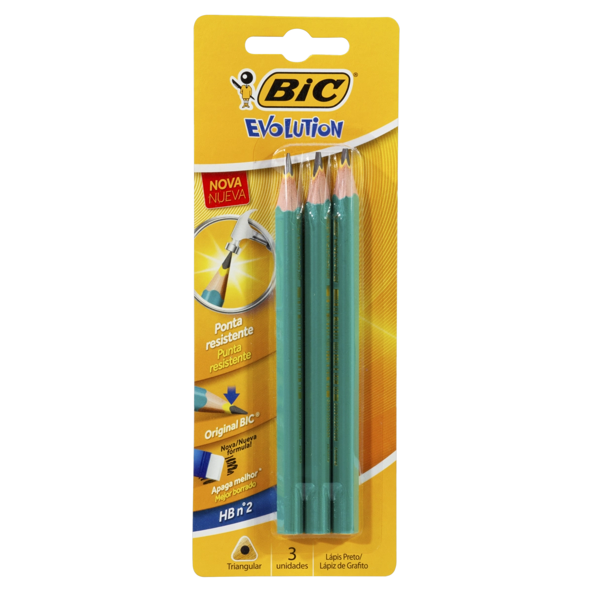 Lápis Preto Hb N 2 Bic Evolution 3 Unidades