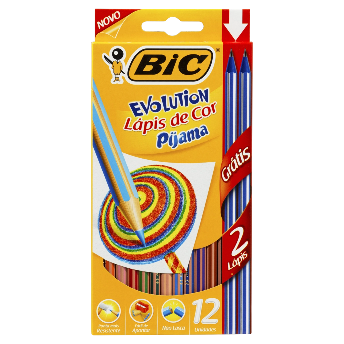 Lápis De Cor Pijama Bic Evolution 12 Unidades Grátis 2 Lápis
