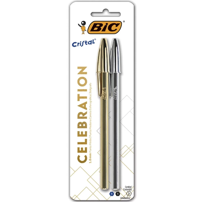 Caneta Bic Cristal Alebration Azul/preta