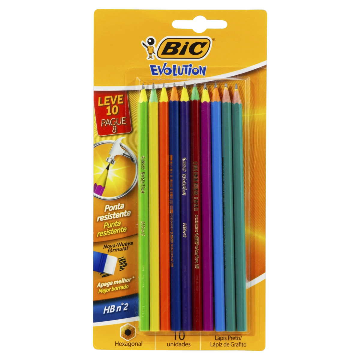 Lápis Preto Hb N 2 Bic Evolution Leve 10 Pague 8 Unidades