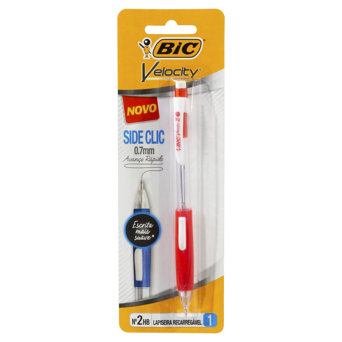 Lapiseira Recarregável Vermelha 0,7mm Bic Velocity Side Clic
