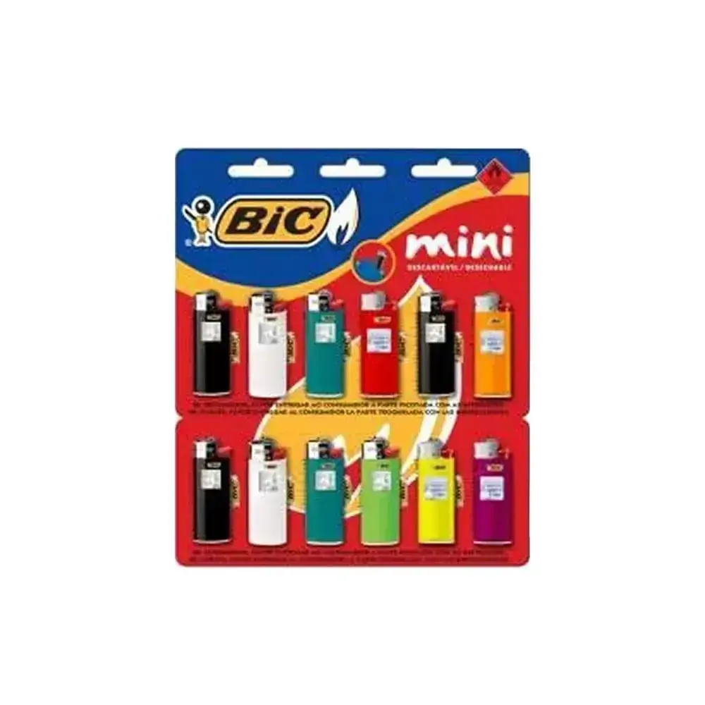 Isqueiro a Gás Mini (Cores Aleatórias) 12 Peças - Bic