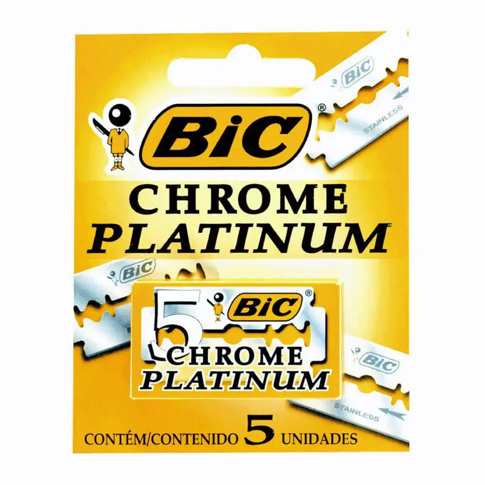 Lâmina Descartável Bic Chrome Platinum 5 Unidades