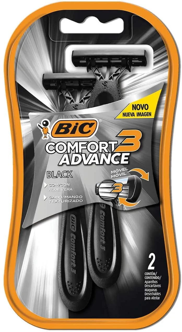 Aparelho de Barbear Descartável Bic Comfort 3 Black Night com 2 Unidades