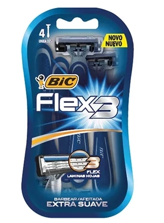Ap Barbear Bic Flex 3 4un Azul