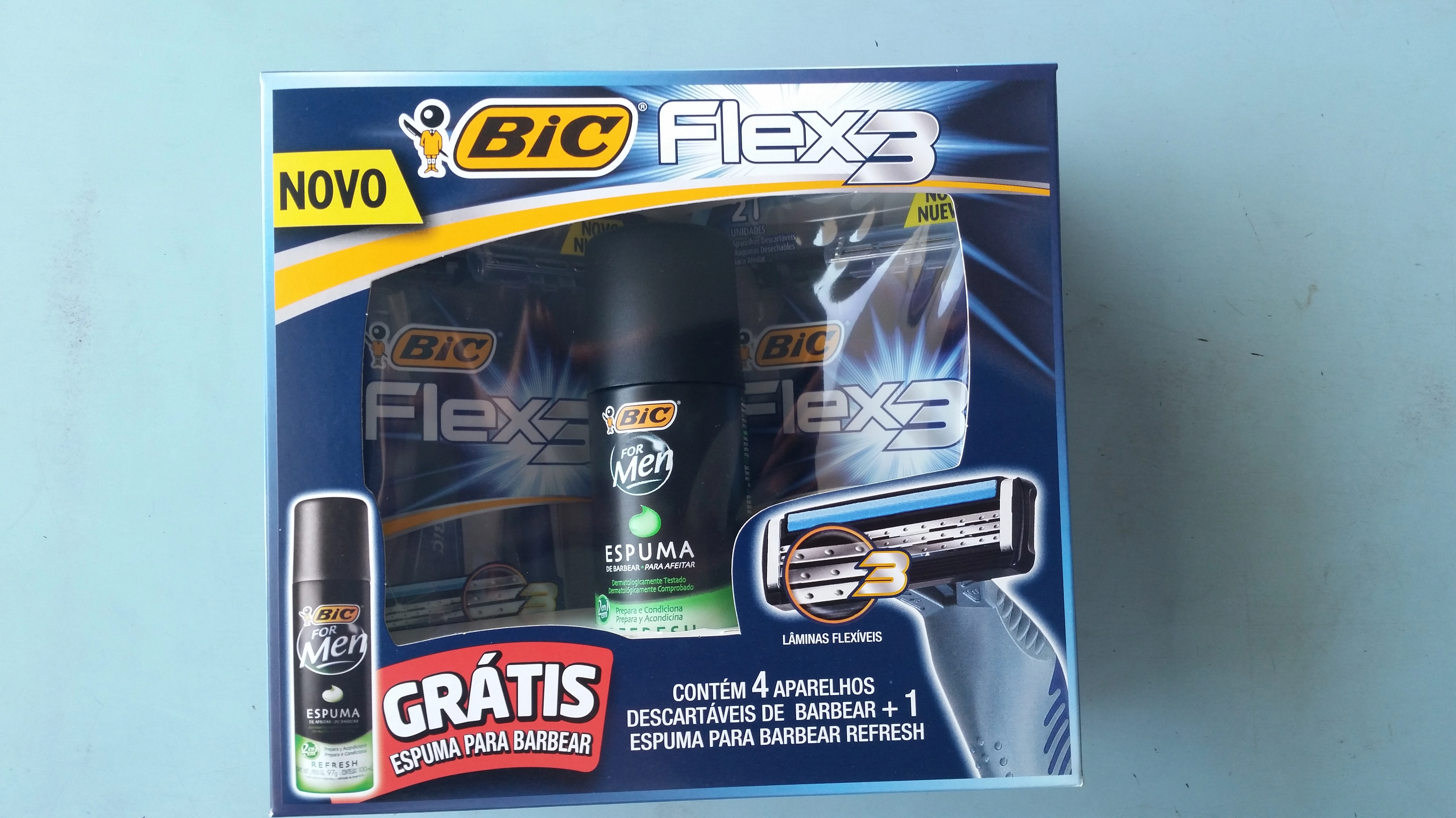 Ap Barbear Bic Flex 3 2un Gts Espuma Bic Refresh 100ml