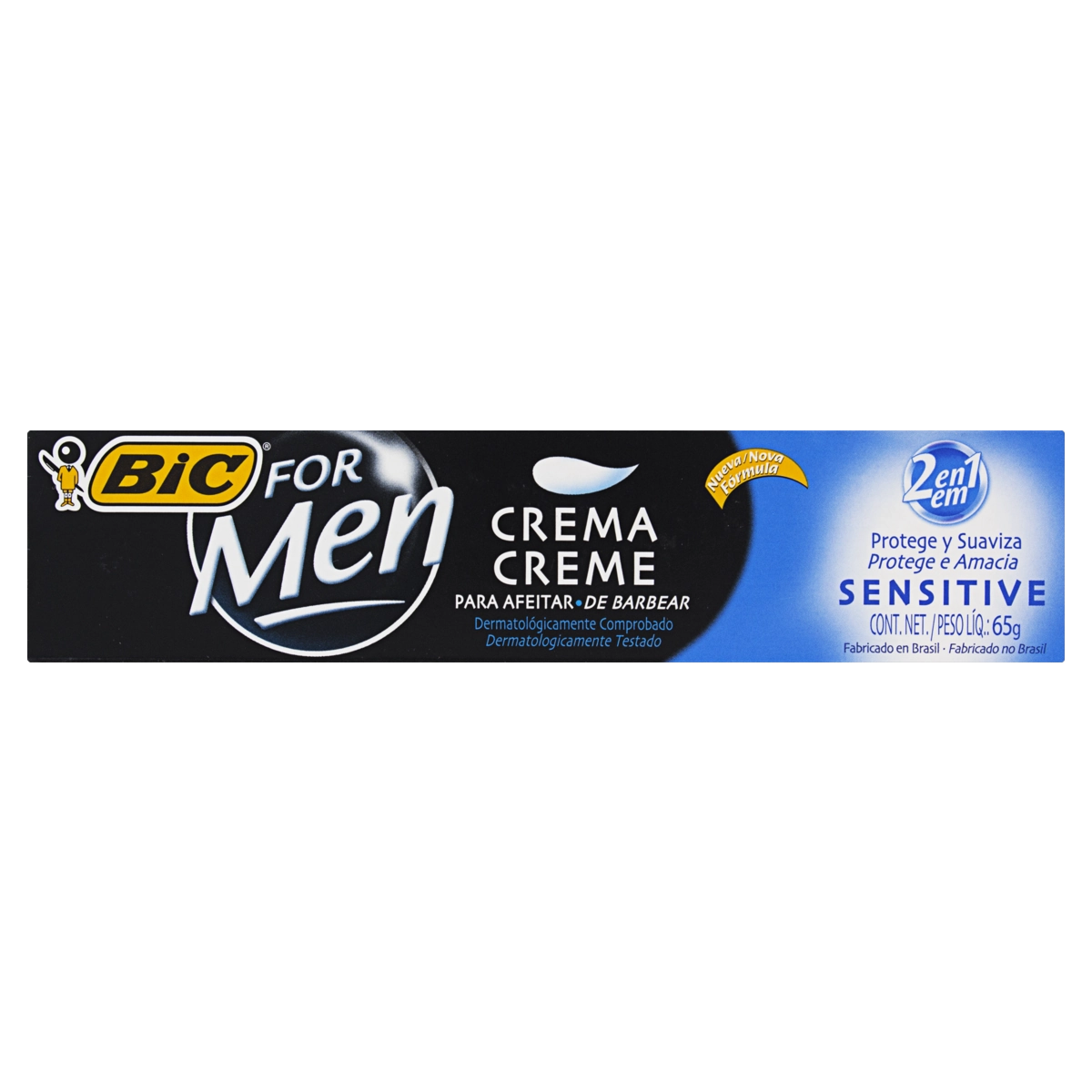 Creme De Barbear 2 Em 1 Sensitive Bic For Men Caixa 65g