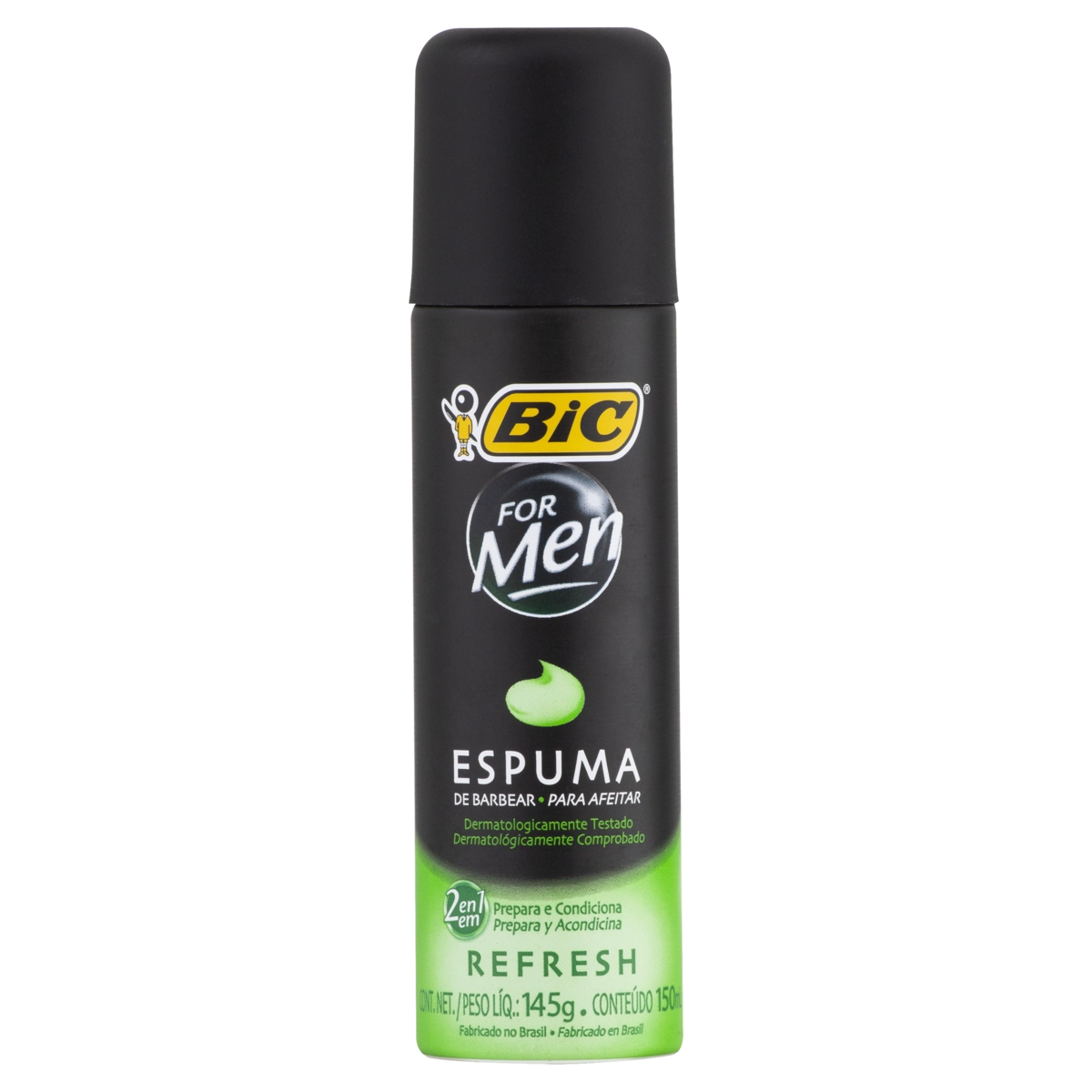 Espuma De Barbear 2 Em 1 Refresh Bic For Men Frasco 145g