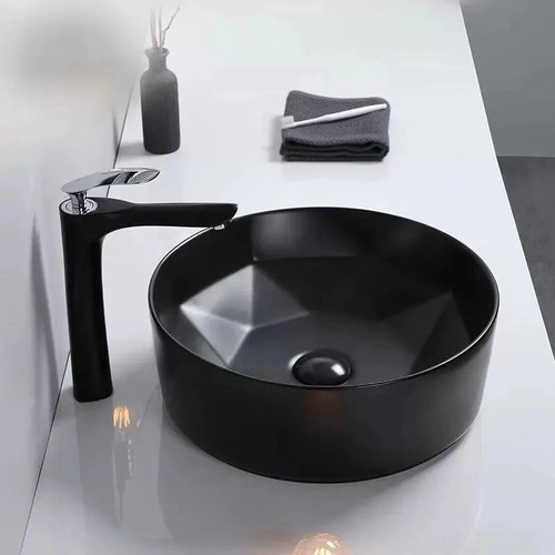 Cuba De Apoio Evier Preto Fosco Geométrica Black Matte