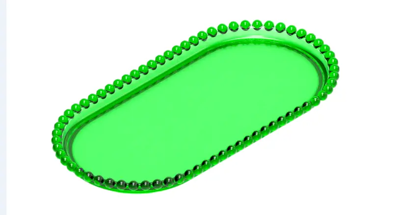 Bandeja Oval 13x25 C/bordas De Esfera Verde Neon