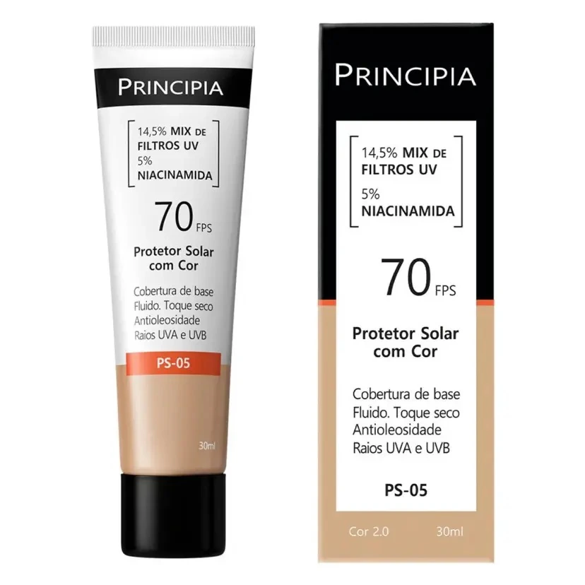 Protetor Solar Facial Principia Skincare Ps 05 14,5 Mix De Filtros Uv 5 Niacinamida Fps 70 Cor 2 0 3