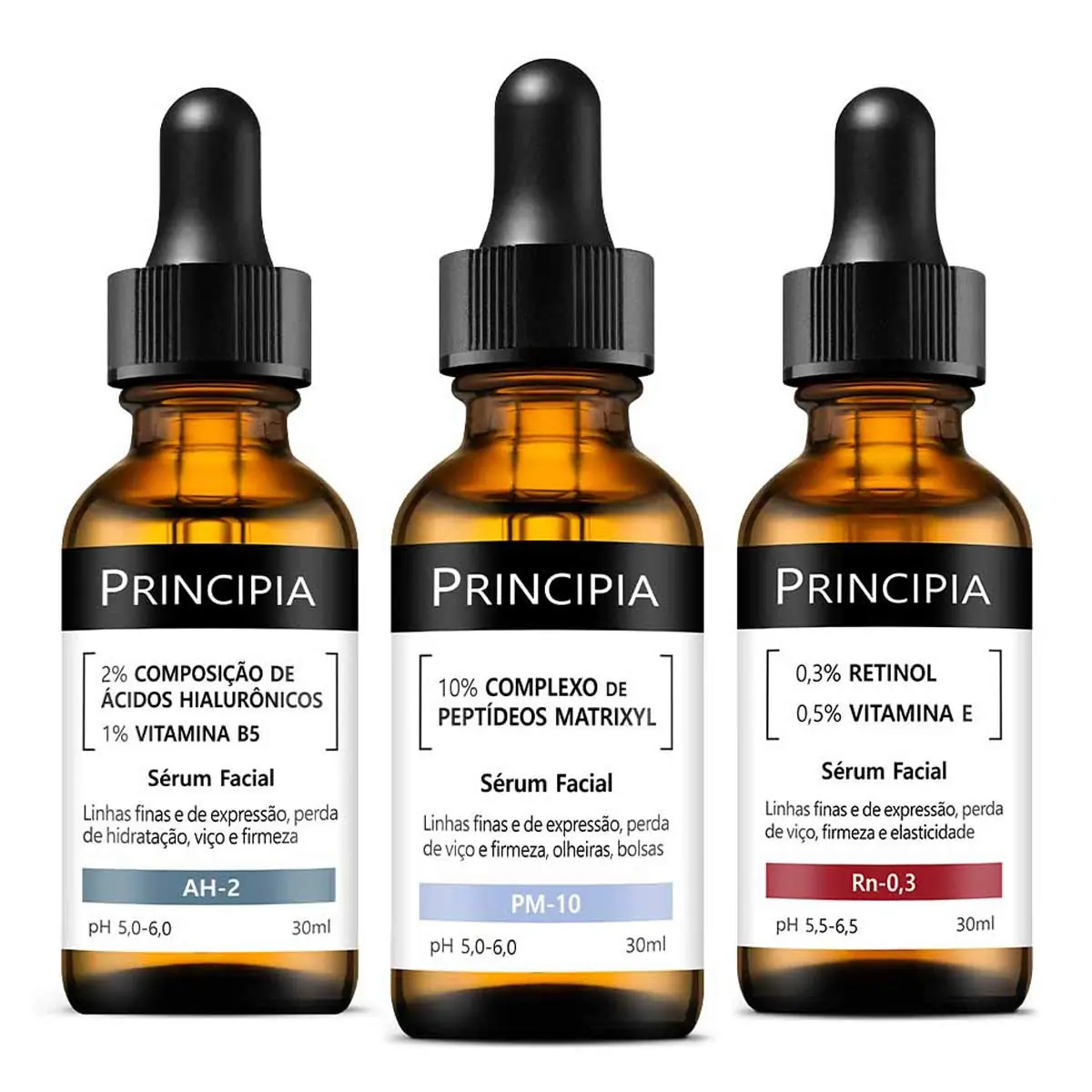 Kit Trio Antissinais Com Sérum Facial Ah 2, Pm 10 E Rn 0,3 Principia 30ml