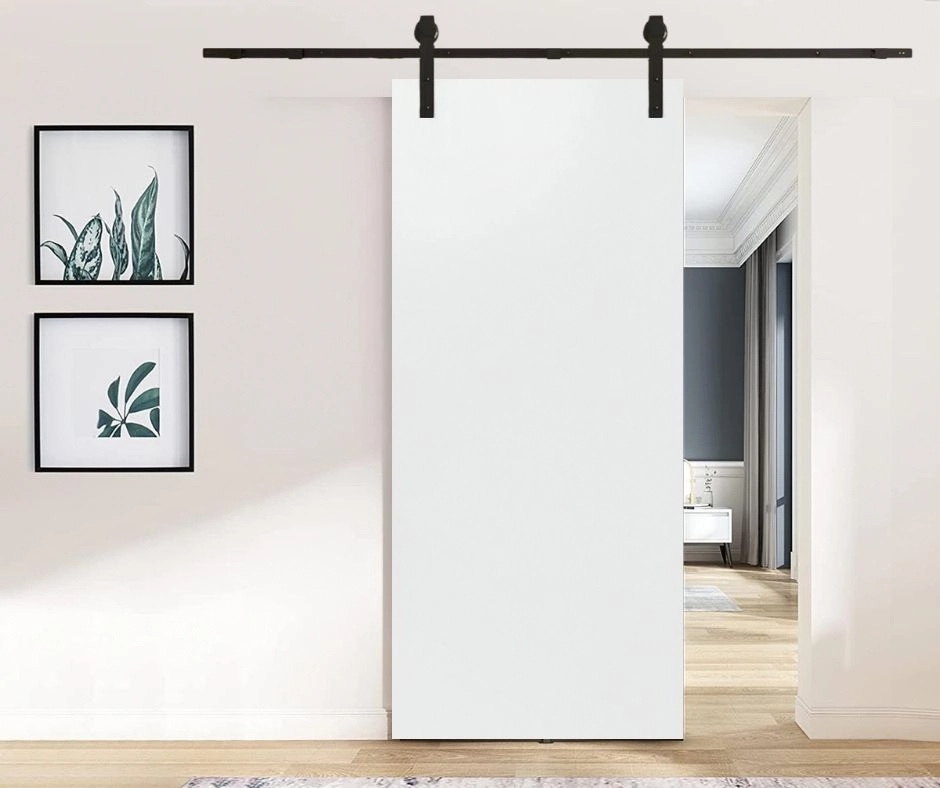 Porta De Correr Branco Prime 210x70 Kit Celeiro Preto