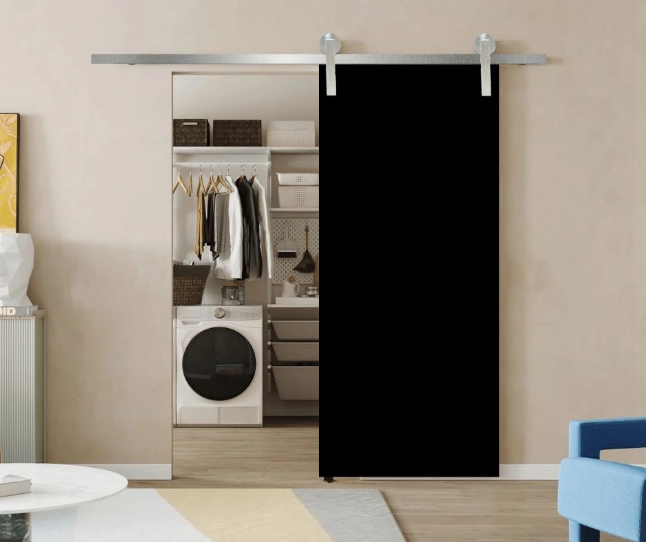 Porta De Correr Preta 210x70 Kit Celeiro