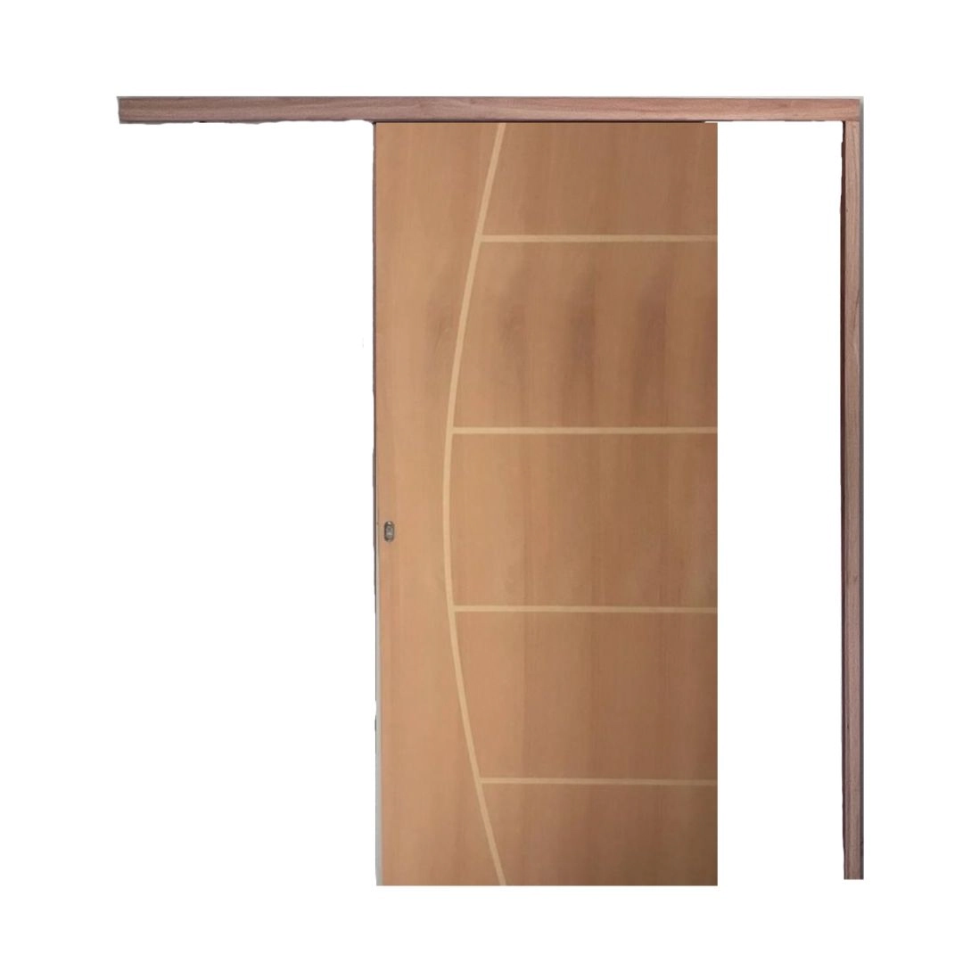 Porta De Correr Frisada Belíssima C/ Kit 210x80 Completa