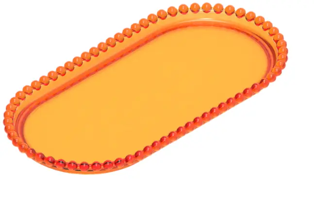 Bandeja Oval 13x25 C/bordas De Esfera Laranja Neon