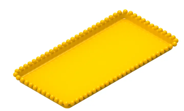 Bandeja Retangular 13x25 C/bordas De Esfera Amarela