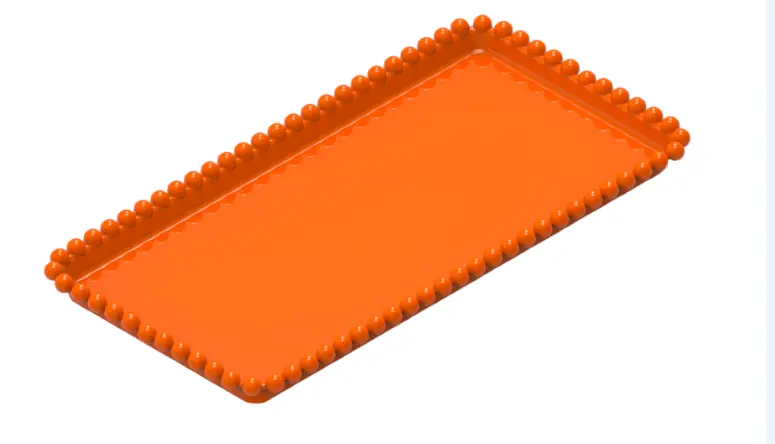 Bandeja Retangular 13x25 C/bordas De Esfera Laranja