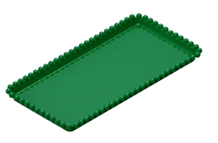 Bandeja Retangular 13x25 C/bordas De Esfera Verde