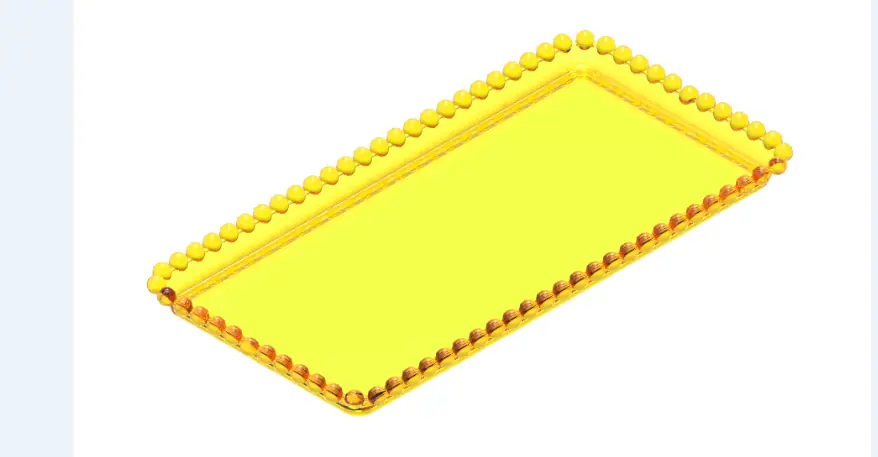Bandeja Retangular 13x25 C/bordas De Esfera Amarelo Neon
