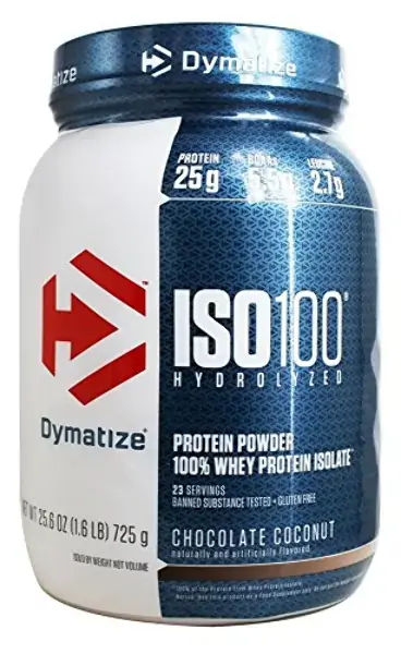 Dymatize Nutrition Iso 100 100 Hydrolyzed Whey Protein Isolate Chocolate Coconut 1.6 Lb.