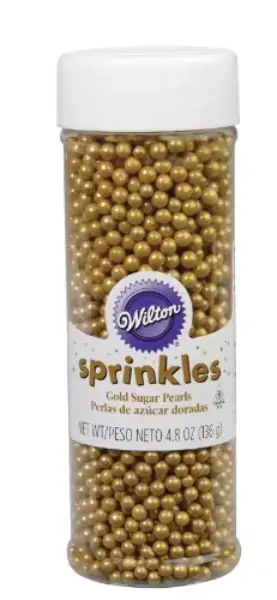 Wilton 710 1173 Sugar Pearls, 4.8 Ounce, Gold