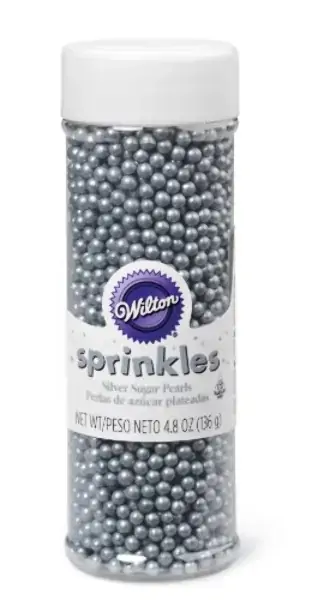 Wilton 710 1174 Sugar Pearls, 4.8 Ounce, Silver