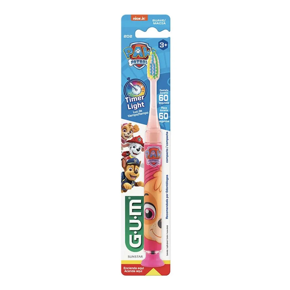 Escova de Dente Infantil Gum Light Azul, Vermelho e Rosa Trolls 1 Unidade