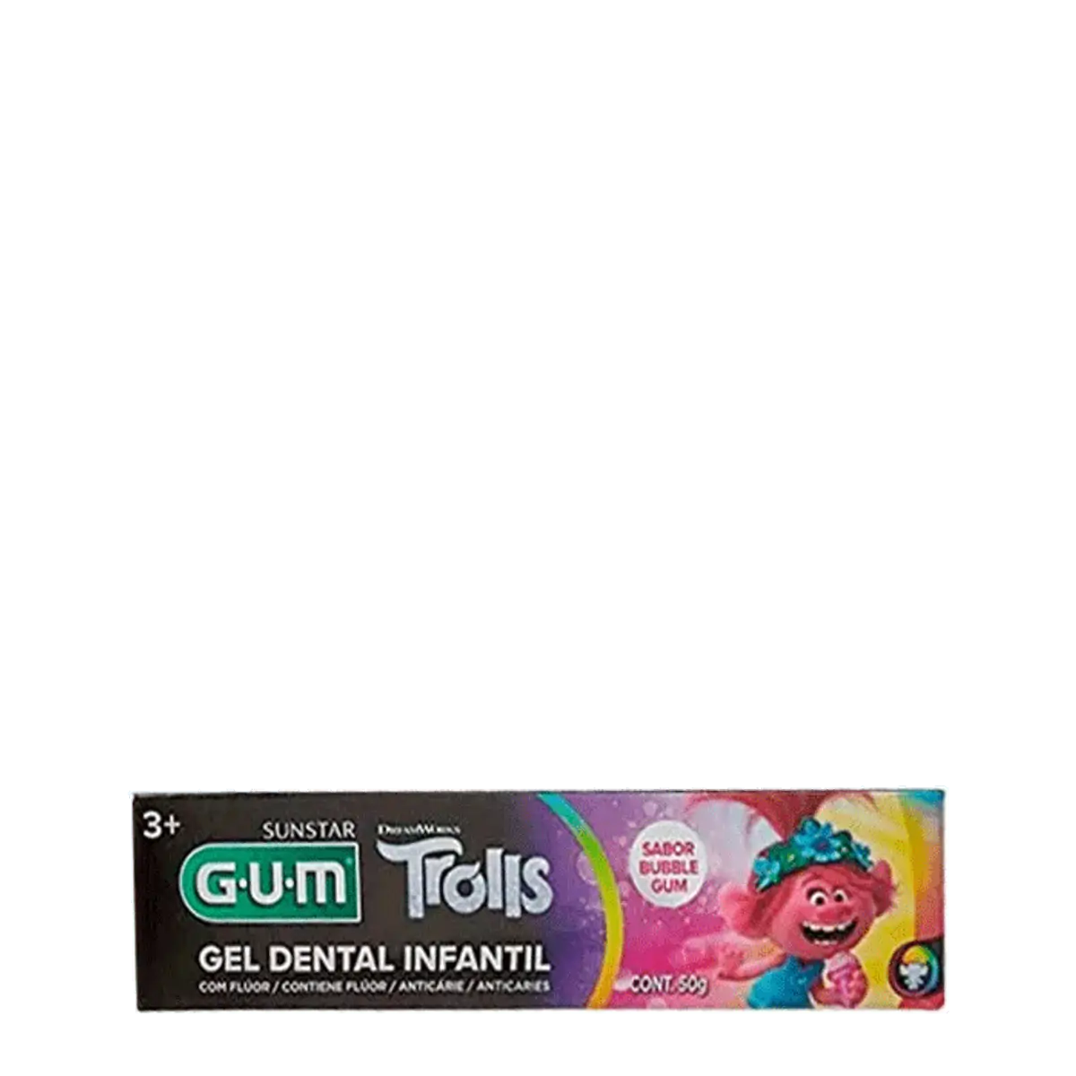 Gel Dental Infantil Com Flúor Bubble Gum Trolls Gum Caixa 50g