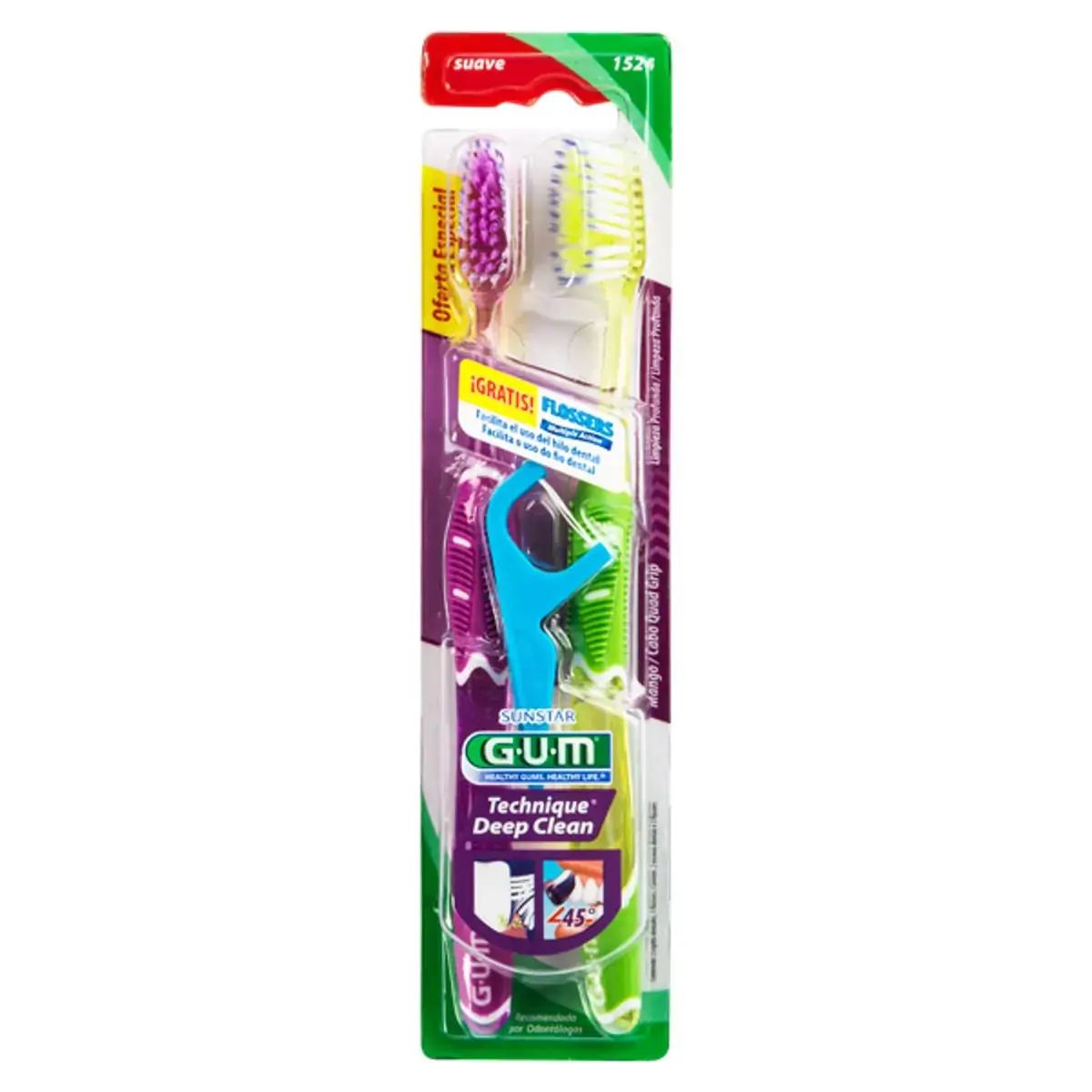 Kit 2 Escova Dental Suave Gum Technique Grátis Flossers