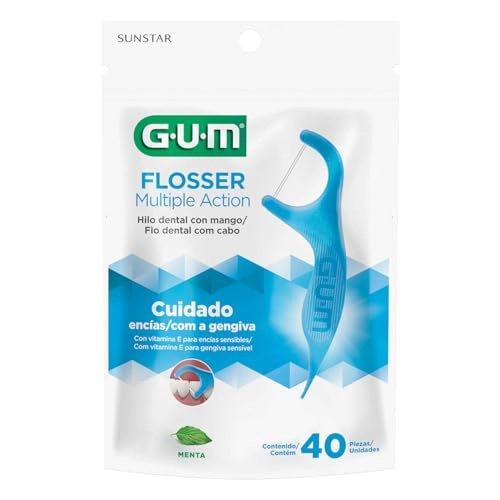 Fio Dental Com Cabo Multiple Action Menta Gum 40 Unidades