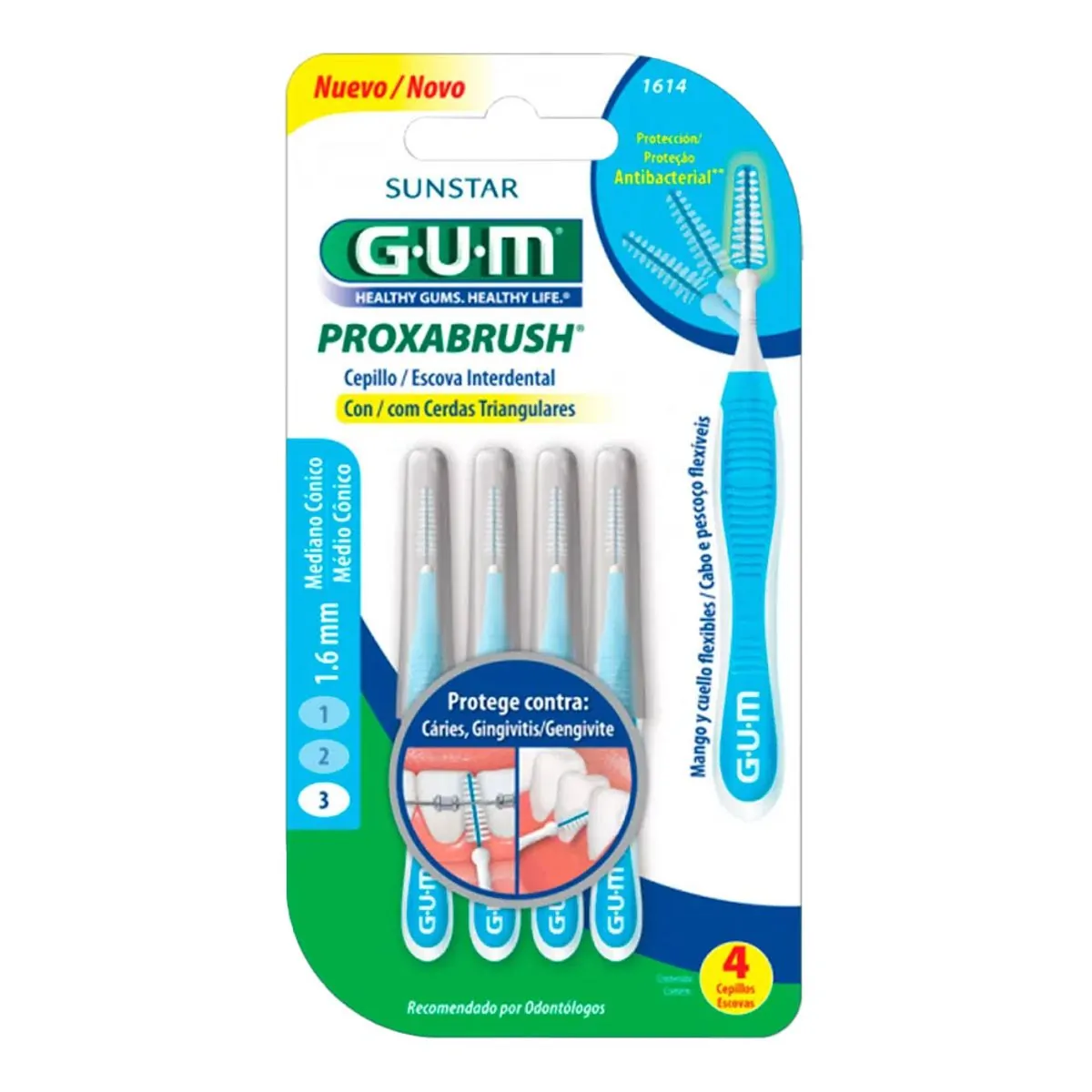 Escova Interdental Cônica Média Gum Proxabrush 1.6mm 6 Unidades