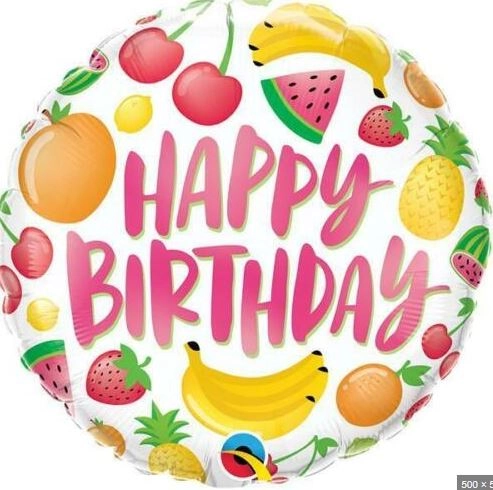 Balao Redondo Happy Birthday Frutas N18 Ref.10264
