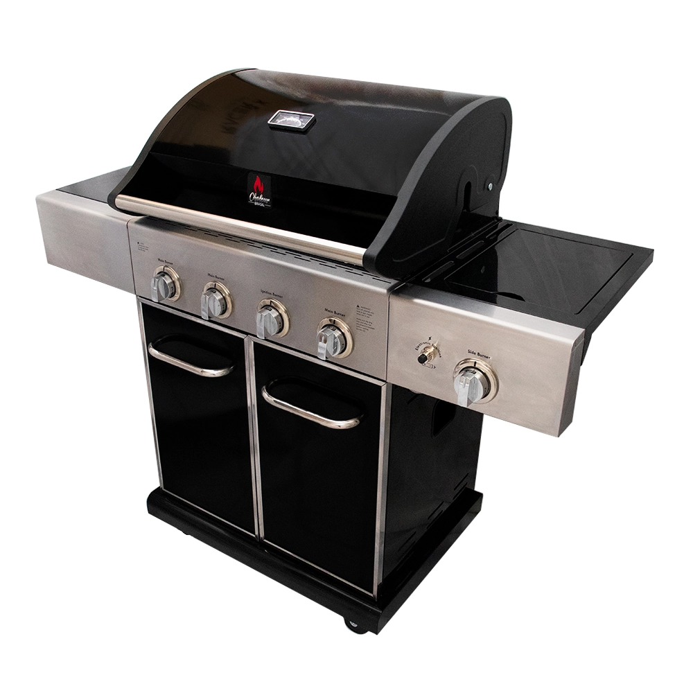 Churrasqueira A Gás Chaleur Devon Black 4 Queimadores De Carrinho Estilo Americano A Bafo