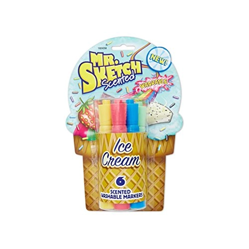 Mr. Sketch Washable Scented Watercolor Markers, Chisel Tip, Set Of 6, Ice Cream