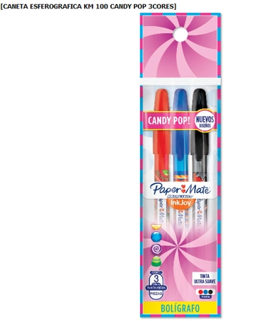 Caneta Esferografica 1,0mm Km. Candy 2031922 Paper Mate Bt 3 Un