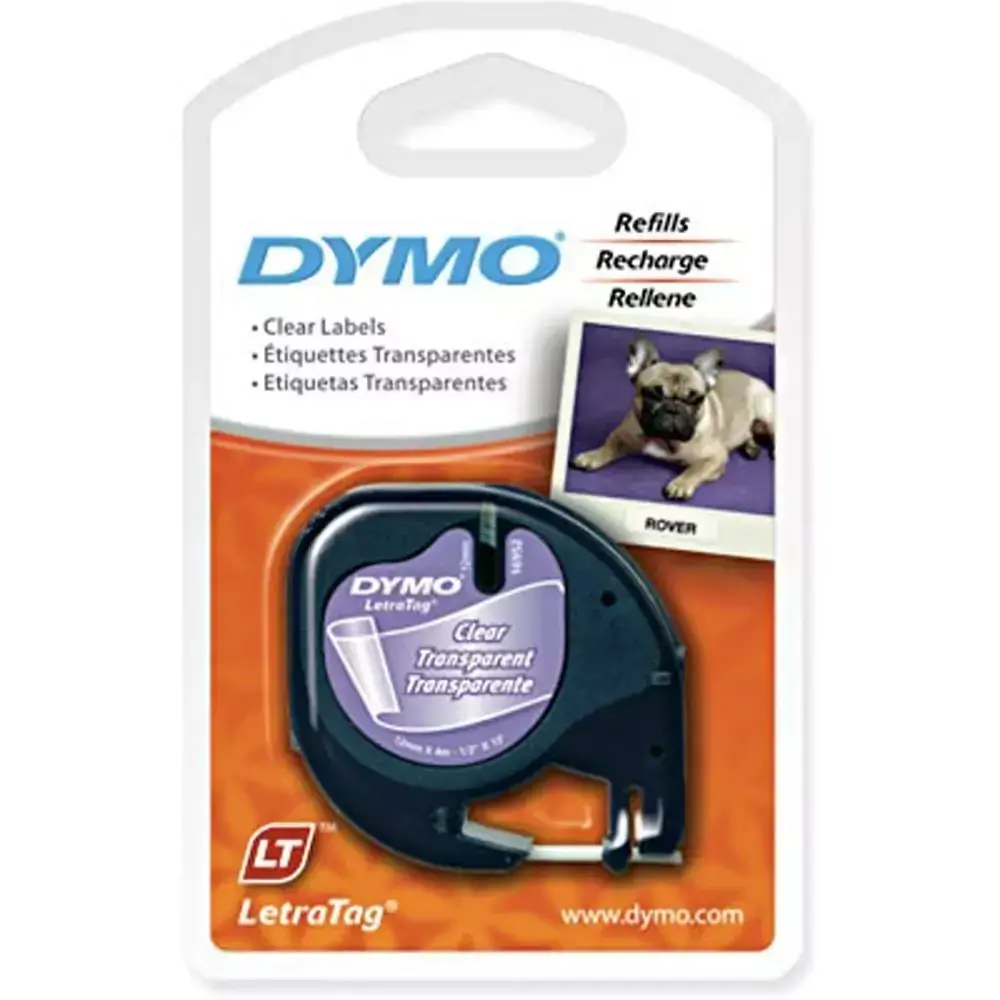 Fita Rotulador LetraTag 12mmx4m Preto e Transp 16952 1 UN Dymo