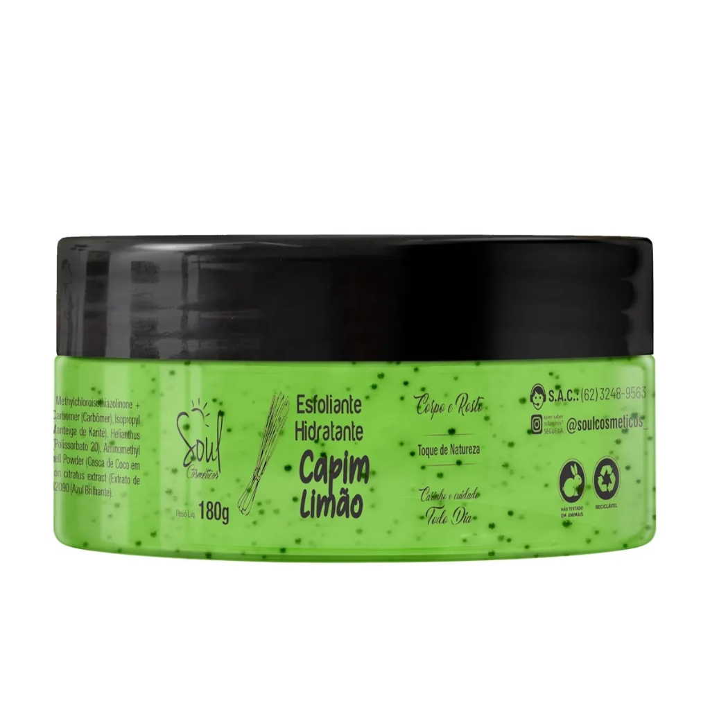 Hidratante Esfoliante Corporal De Capim Limão Soul Cosméticos 180g