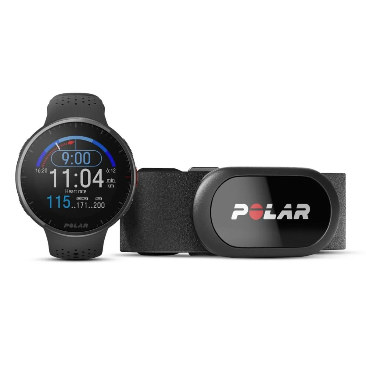 Relógio Esportivo Polar Pacer Pro Cinza/Preto + Sensor Cardíaco Polar H10
