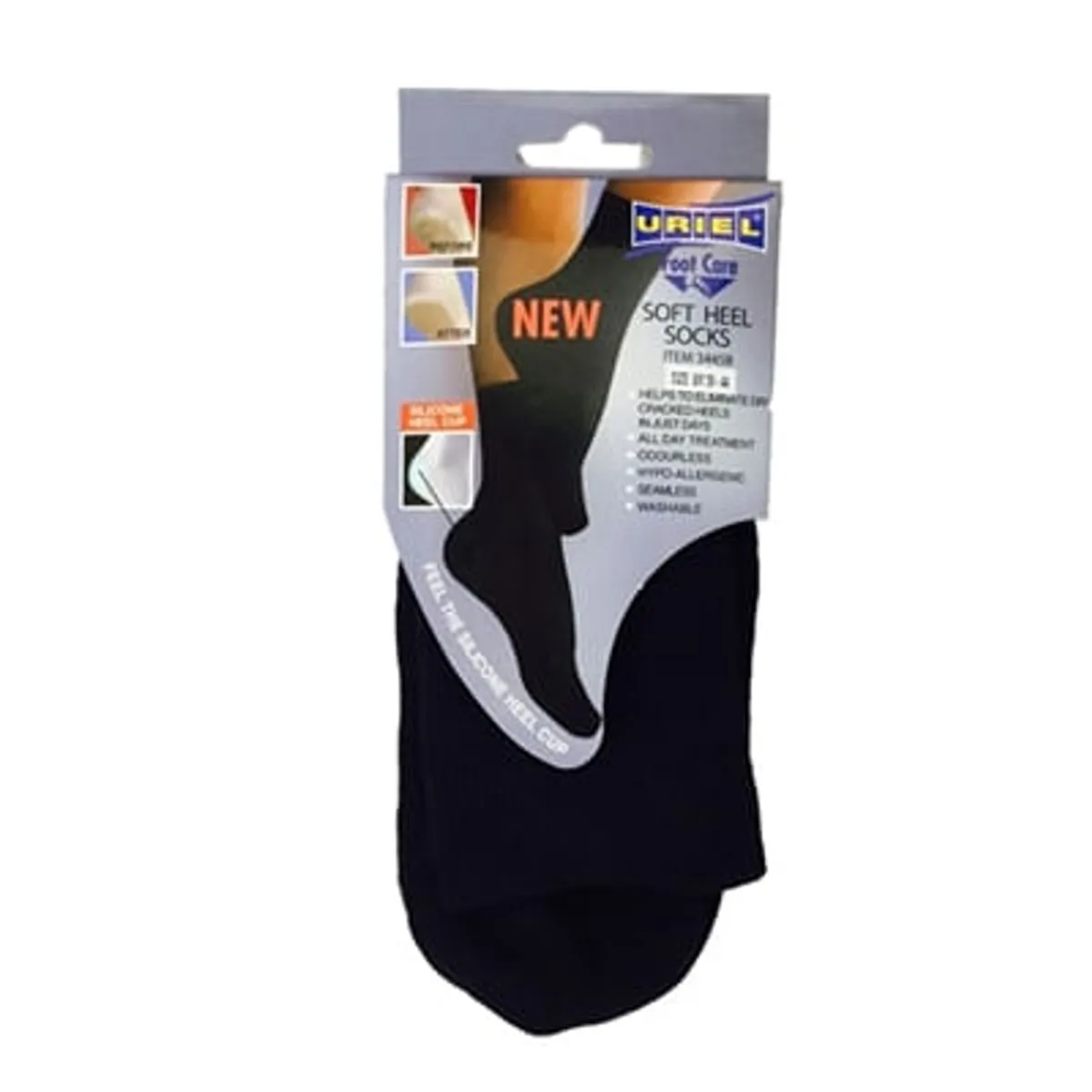 Meia Unisex com Calcanhar de Silicone Preta Tam 39-44 Uriel - Meia Unissex com Calcanhar de Silicone