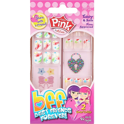 Unhas Postiças First Kiss Infantil Bests Friends Forever Estrelas