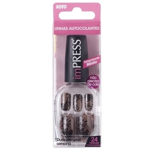 Unhas Postiças Impress Decorada Médio First Kiss Bipdm030 Fierce