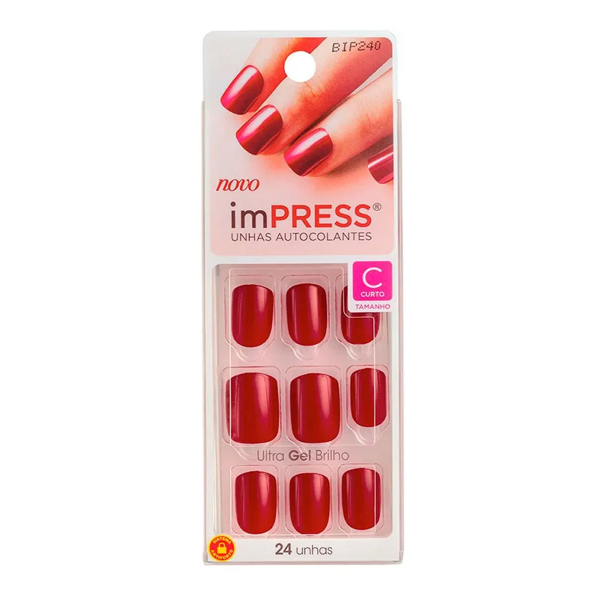 Unhas postiças Impress Tweetheart color curto com 24 unidades