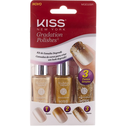 Kit Esmaltes First Kiss Degradê Exposure Dourado 3 Unidades