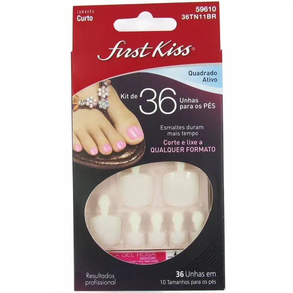 Kiss Ny Kit 36 Unhas Com Cola Pes