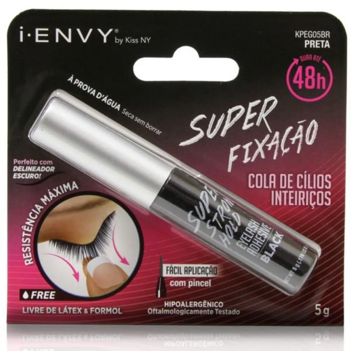 Cola Para Cílios Fixação 48h Preta Kiss Ny