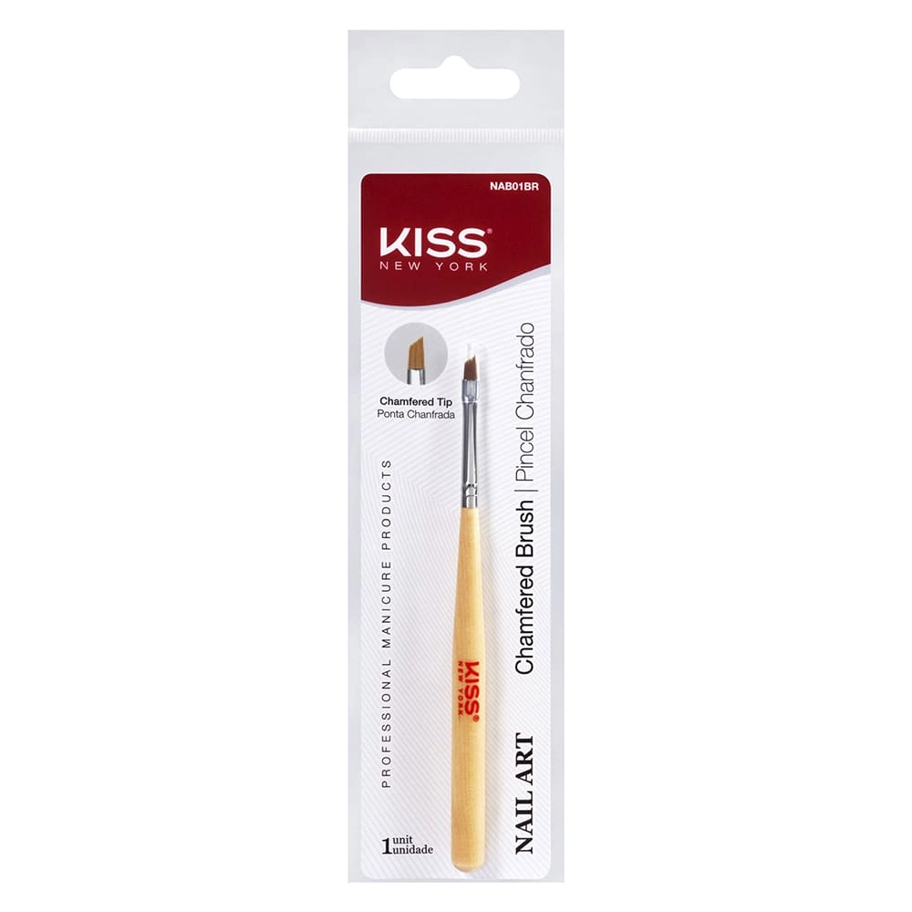 Pincel E Aplicador Kiss New York Pincel Nail Art Chanfrado Nab01br 1un