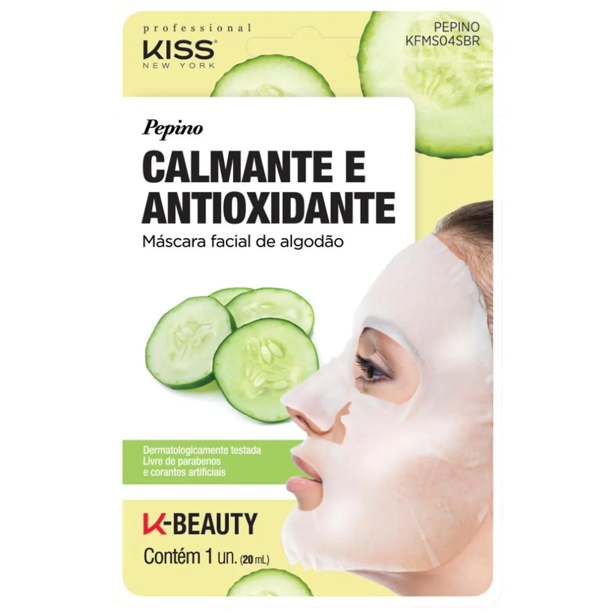 Máscara Facial De Algodão Kiss Ny Pepino Com 1 Unidade